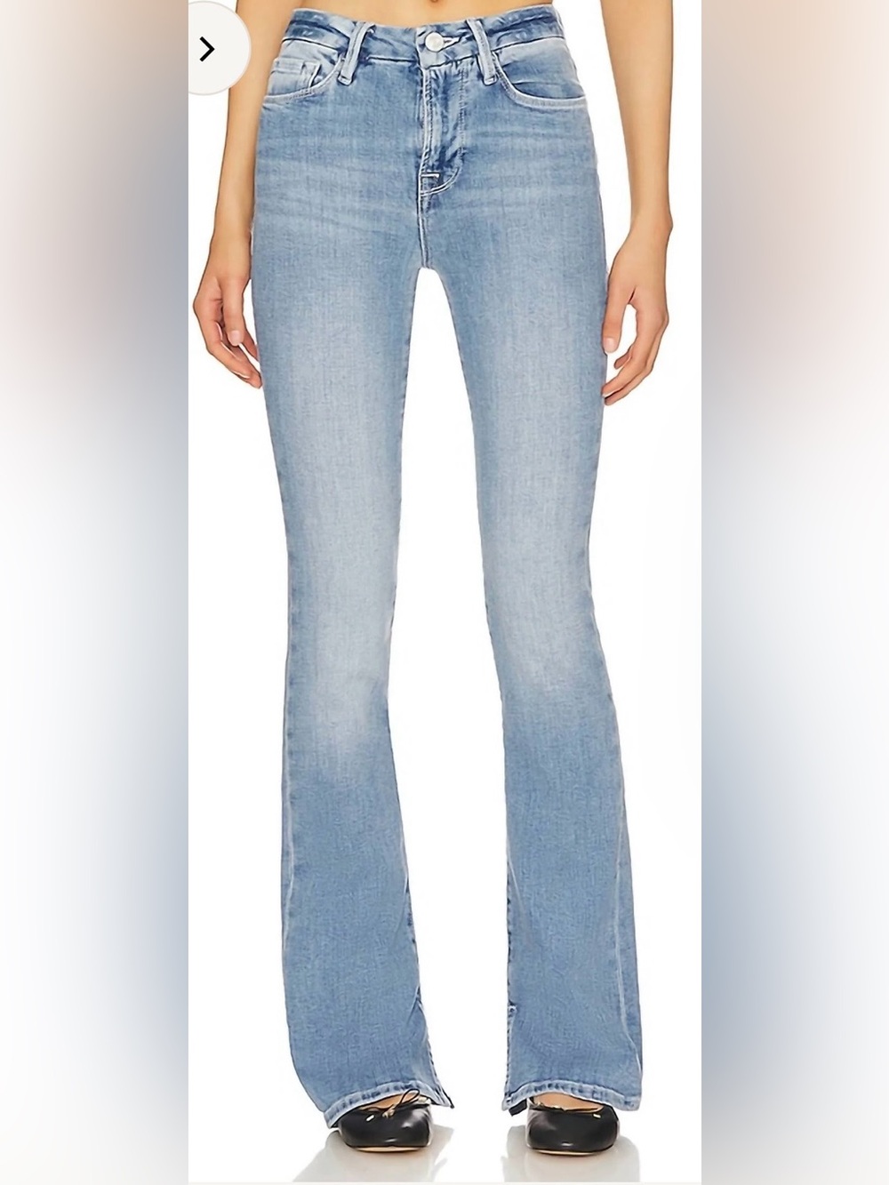 Frame Le Mini Boot Slit Denim Light Blue High-Rise Flare Jeans Size 28